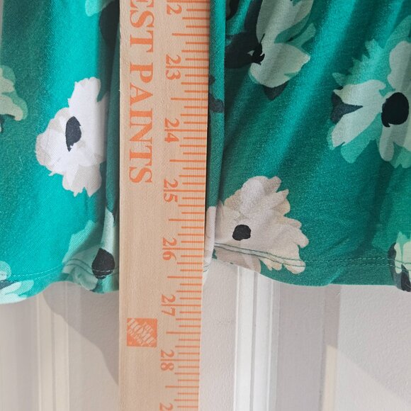 Elle Women's Top Size XL Green Floral Peplum Short Sleeve Bow Accent Office - Picture 10 of 11